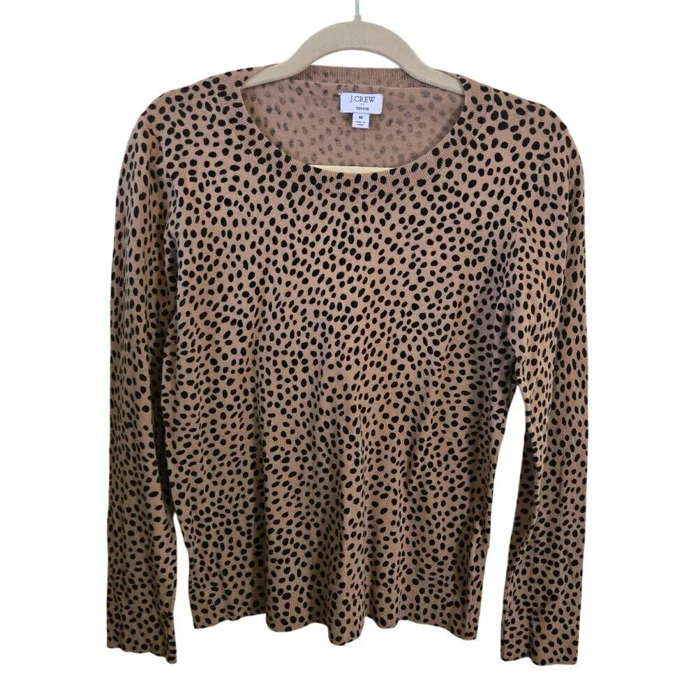 J.Crew Cheetah Teddie Sustainable 100% Cotton Crewneck Pullover Size M